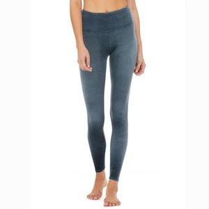 Alo Yoga blue stretch velvet material leggings